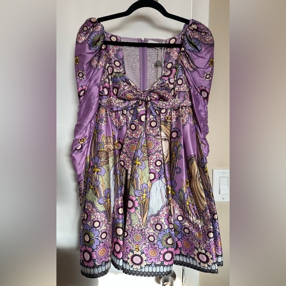 NWT Zimmermann Cosmic Twist Front Mini Dress Silk Purple Flare 0P (US2P) - Picture 7 of 16